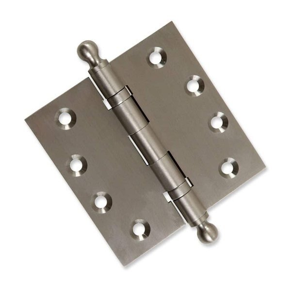 4 x 4 Solid Brass Ball Bearing Hinge, Satin Nickel Finish Ball Tips, Embassy, Mfr#: 4040BBUS15B-1